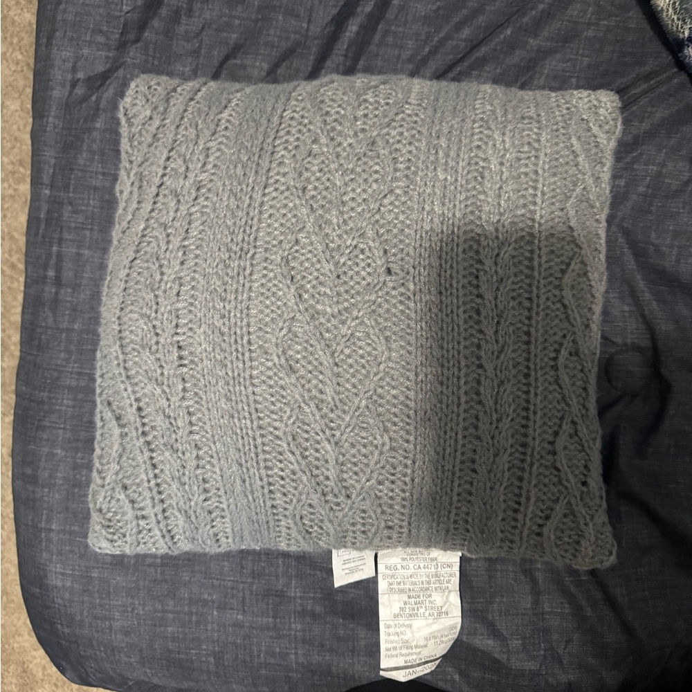 Mainstays Gray Knit Throw Pillow